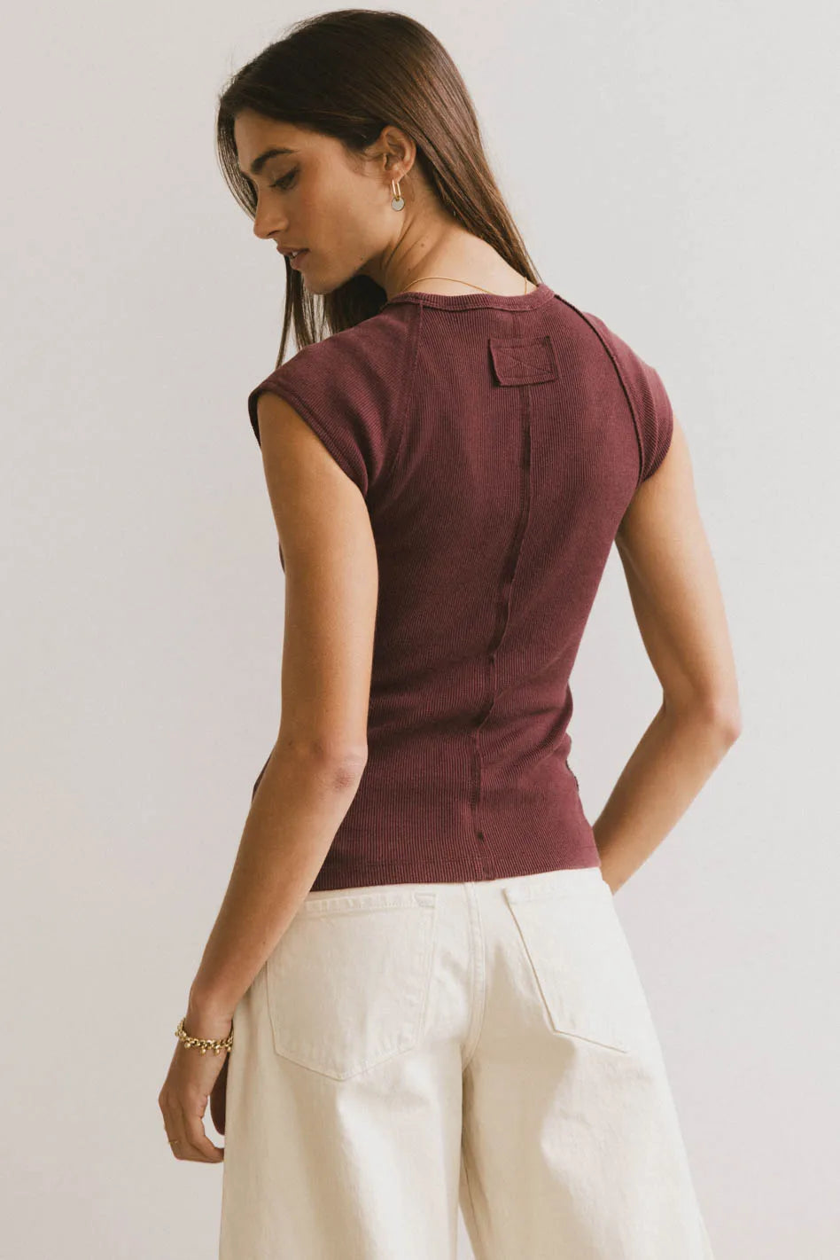 Plain color top in wine