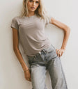 Short sleeves top in taupe
