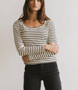 Striped basic top in cream