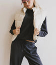 Front zipper vest in cream