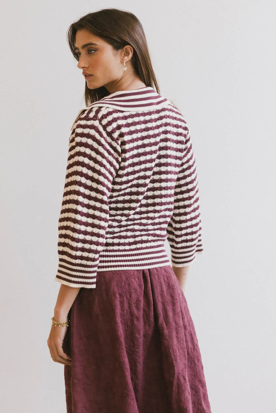 3/4 Sleeves top in burgundy