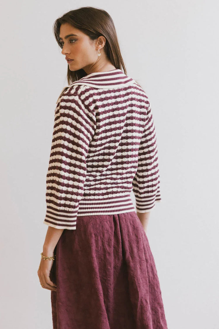 3/4 Sleeves top in burgundy