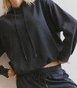 Knit hoodie in navy
