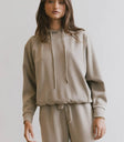Cropped hoodie in taupe