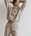 Knit hoodie in taupe