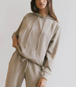 Long sleeves hoodie in taupe