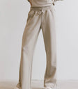 Elastic waist pants in taupe