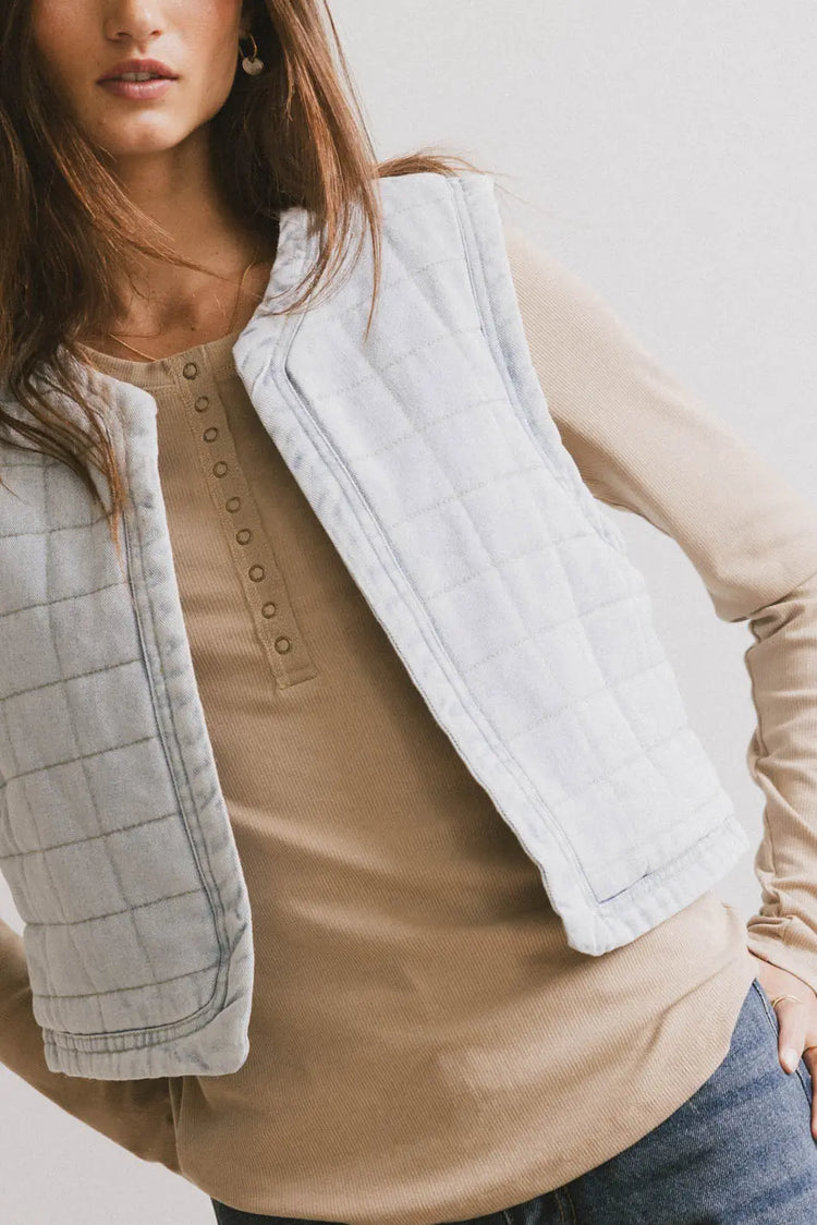 Denim quilted vest