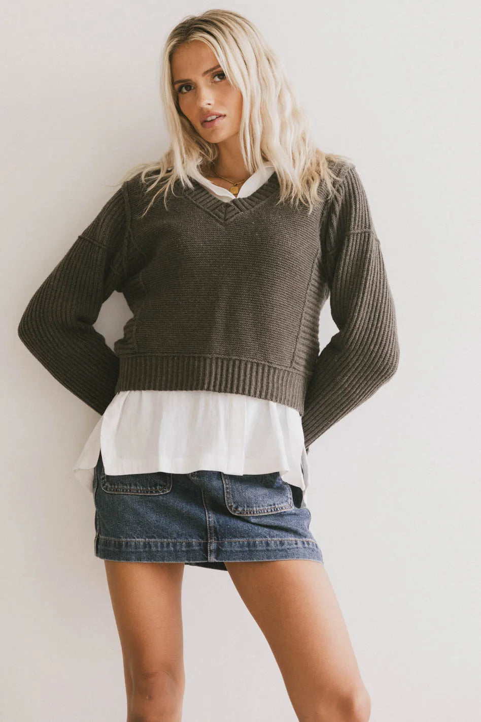 Long sleeves sweater in olive