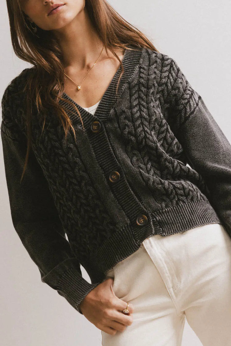 Textured top in black