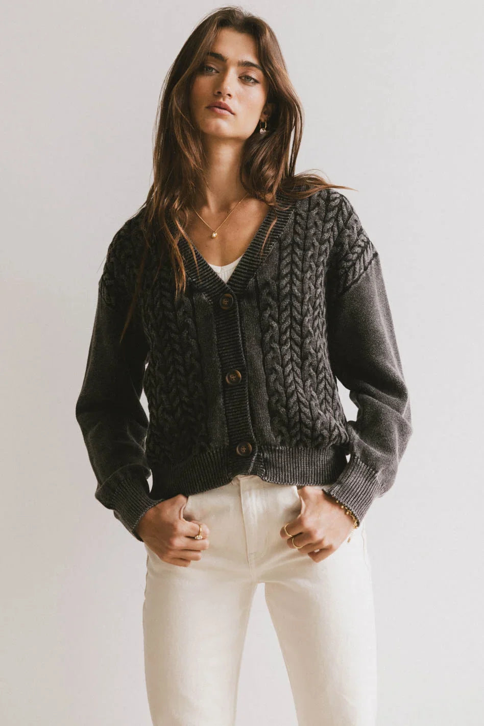 Button up cardigan in black