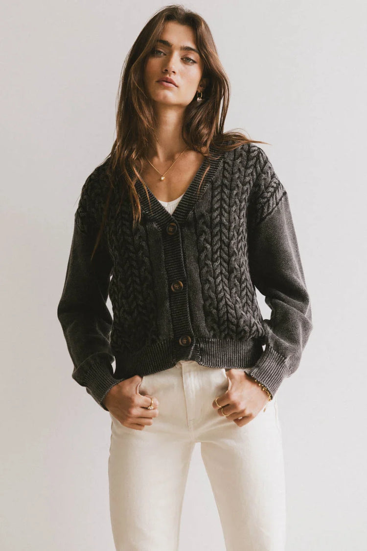 Button up cardigan in black