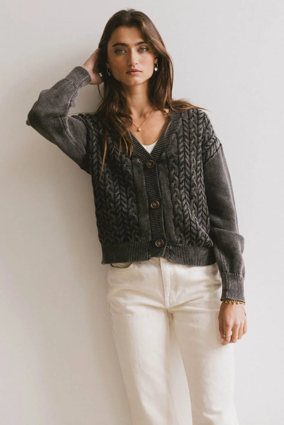 Knit cardigan in black