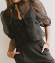 Puff sleeves blouse in black