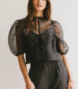 Zuri Sheer Tie Blouse in Black - FINAL SALE