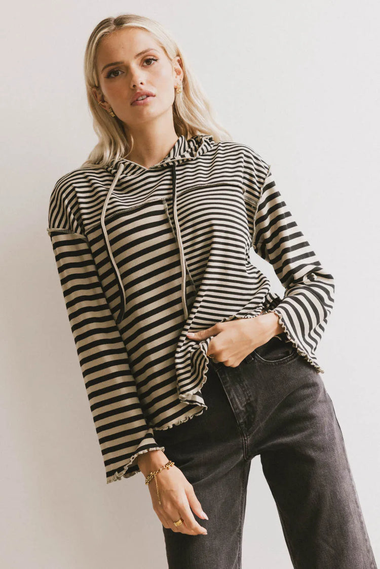 Knit hoodie in black