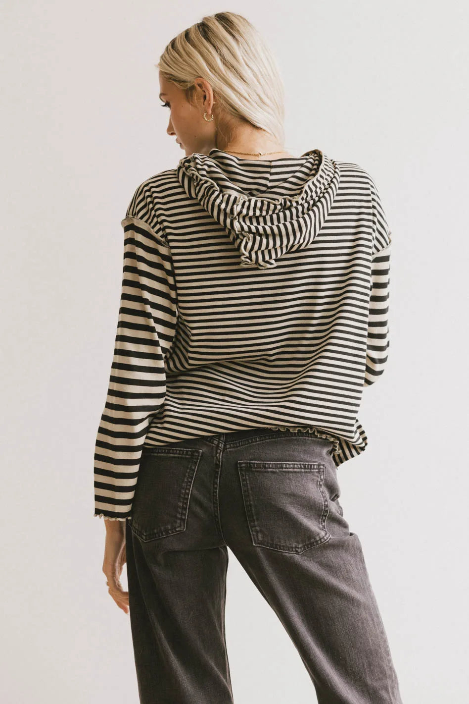 Striped hoodie in black