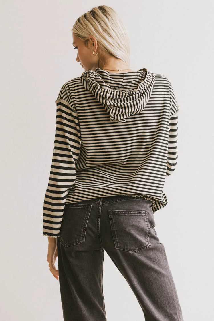 Striped hoodie in black