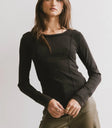 Round neck top in black