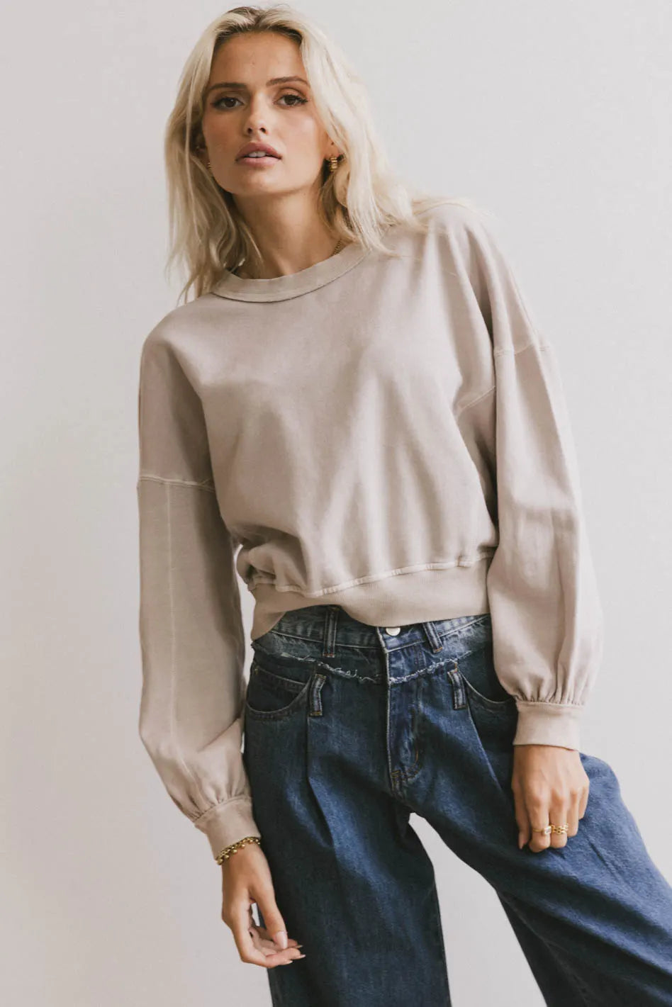 Crewneck sweater in bone