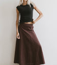 ribbed top in black with plaid maxi skirt