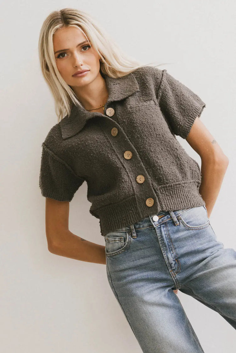 Button up top in charcoal