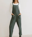 Two hand pockets overall in hunter green