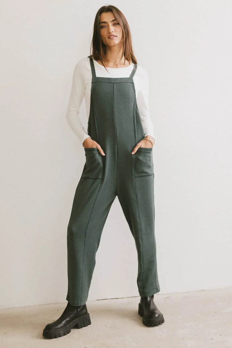 Two hand pockets overall in hunter green