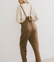 Adjustable back straps overall in camel