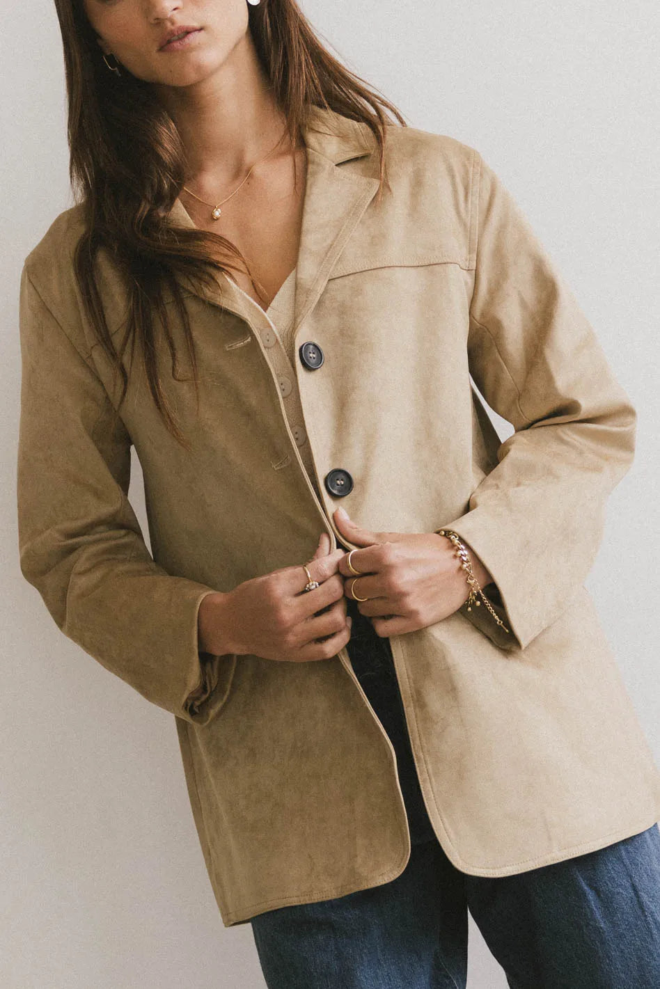 Long sleeves blazer in tan