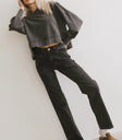 Round neck top in charcoal