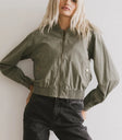 Elastic waist bomber jacket in olive