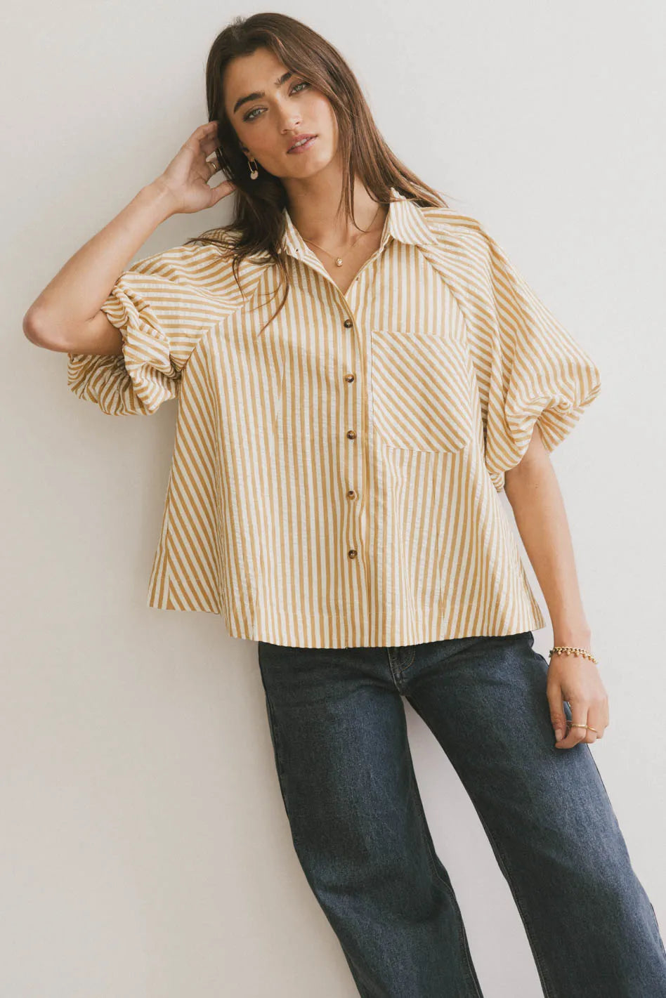 Callum Button Up in Mustard - FINAL SALE
