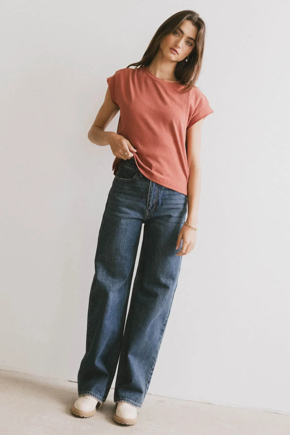 Knit top in brick