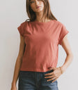 Round neck top in brick