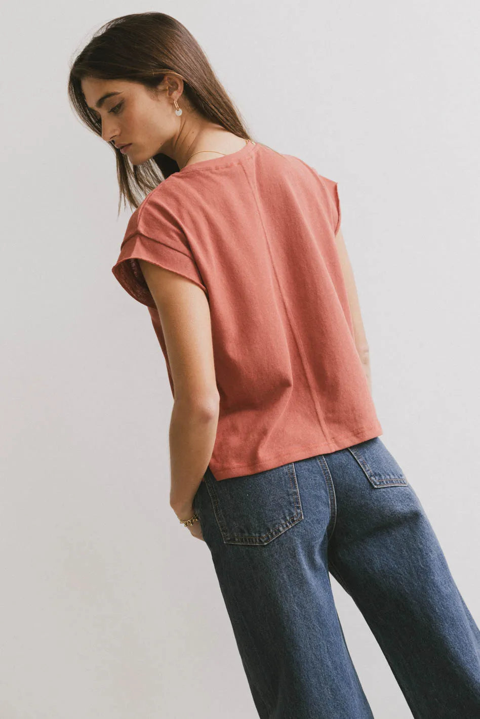 Short sleeves top in brick