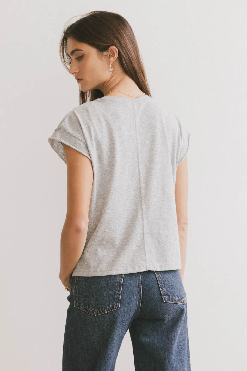 Plain color top in grey