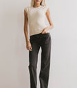 ivory ribbed basic tee
