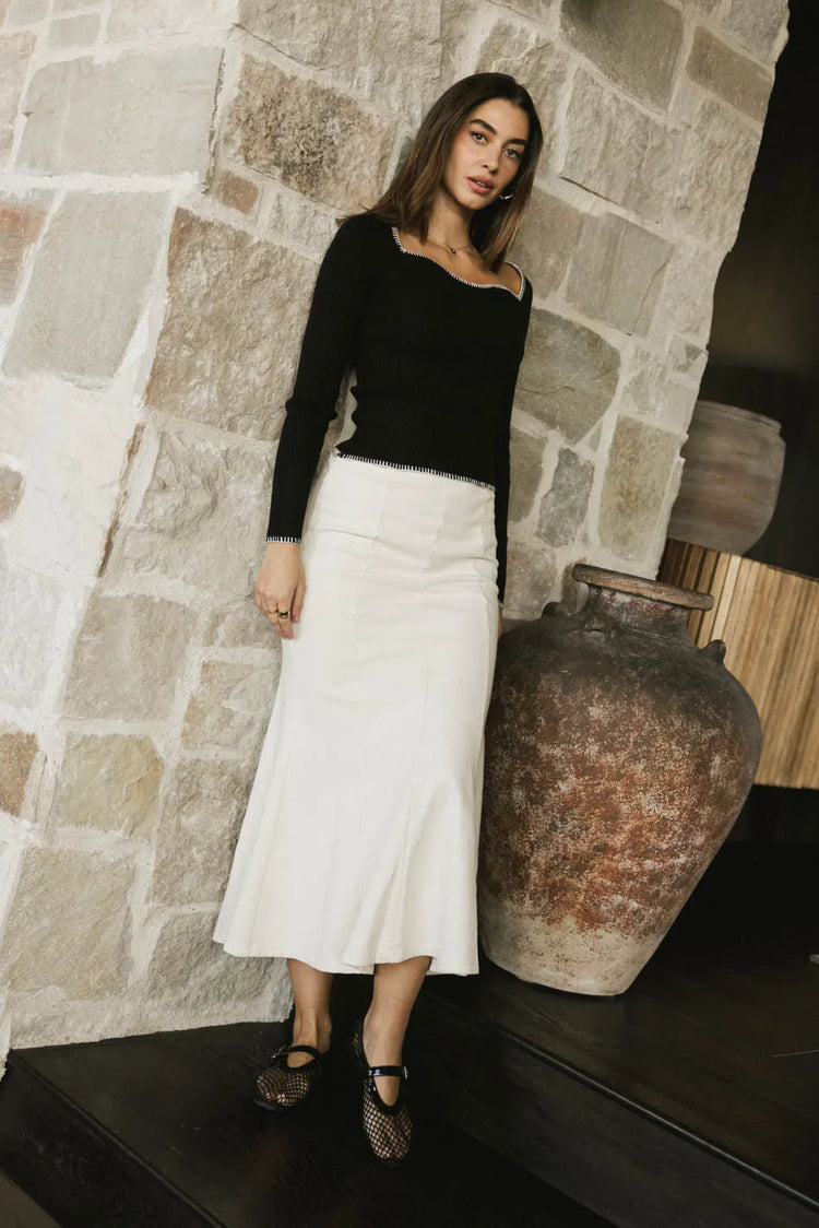 Midi skirt in cream