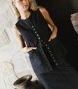 Button up denim vest