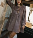 Long sleeves mini dress in mauve