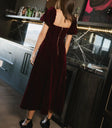 Back zipper dress in burgundy