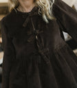 Front ties dress in brown