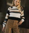 Long sleeves striped sweater in brown