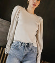 Knit waffle top in cream