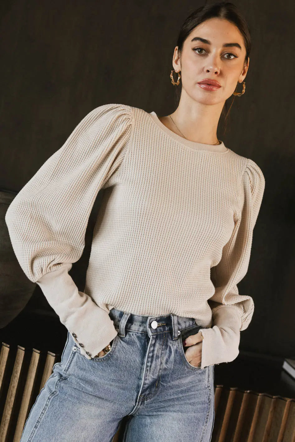 Long sleeves top in cream