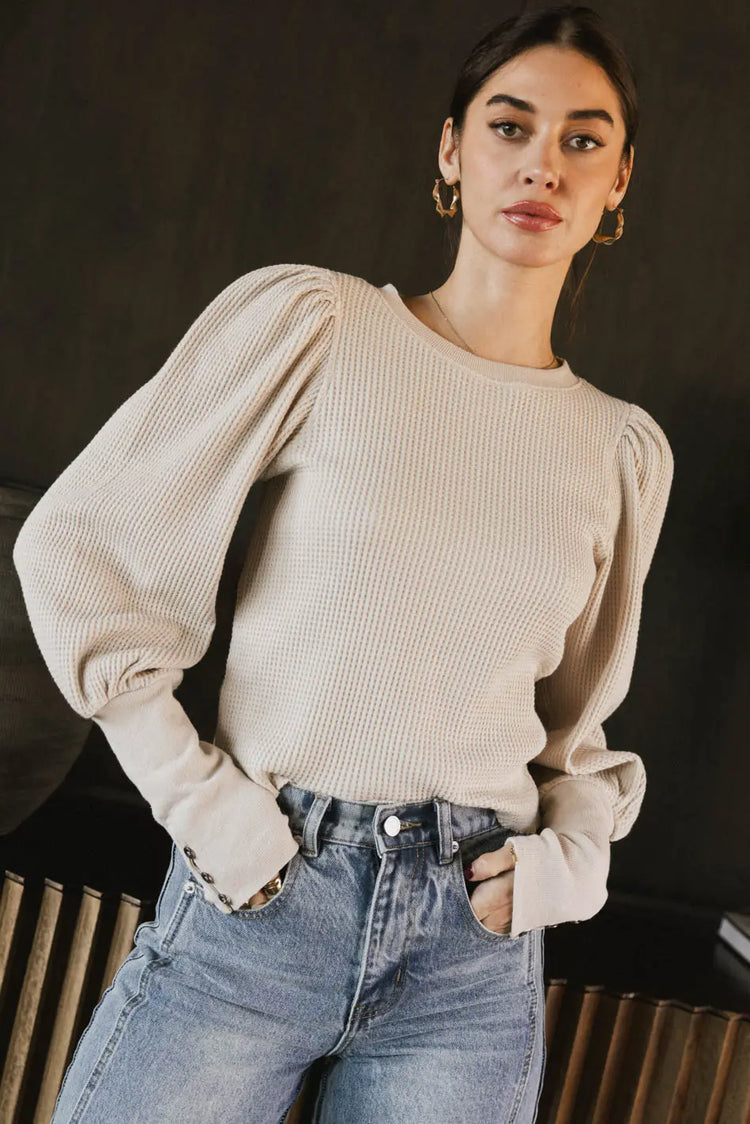 Long sleeves top in cream