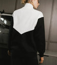 Block color sweater in black and white