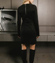 black long sleeve suede dress