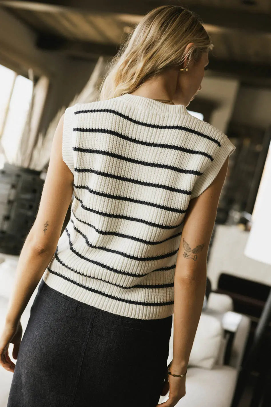 Knit striped vest sweater